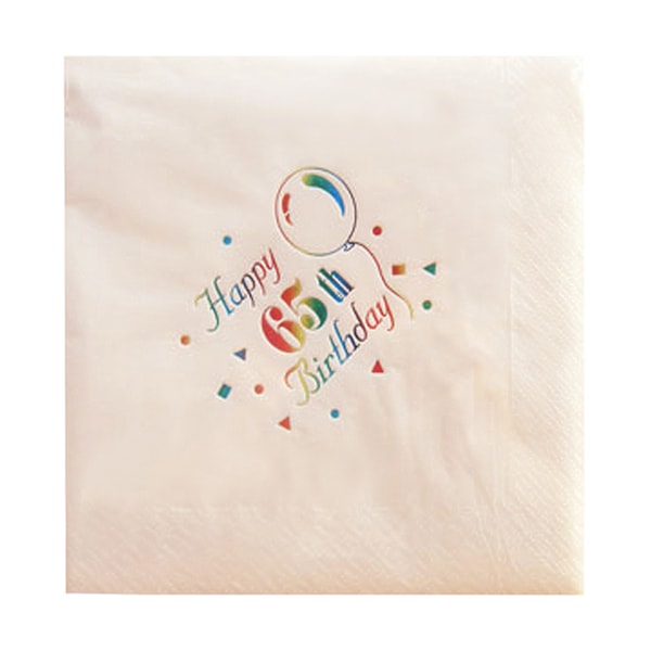 NPK 65-årsdag folietryckta servetter (förpackning om 15) En storlek Wh White One Size