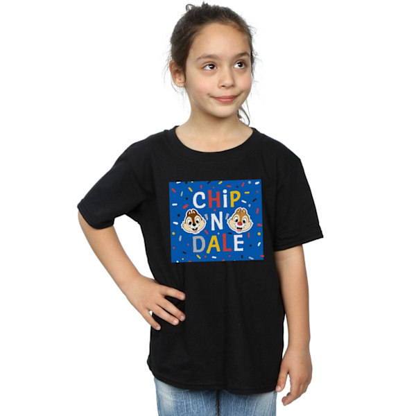 Disney Girls Chip N Dale Blå Ram Bomull T-shirt 7-8 År Svart Black 7-8 Years