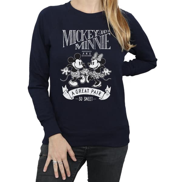 Disney Dam/Damer Mickey Och Minnie Mouse Great Pair Sweatshirt Navy Blue XL