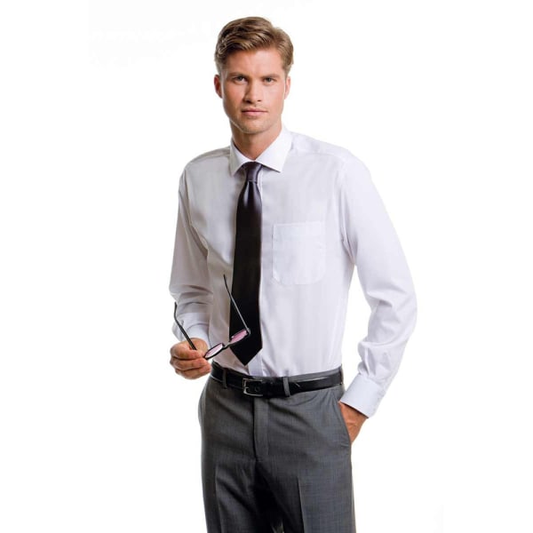 Kustom Kit Herr Premium icke-järn långärmad skjorta 14,5 tum Whi White 14.5inch