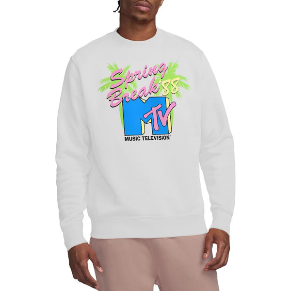 MTV Unisex Vuxen Spring Break Neon Palm Trees Sweatshirt S Vit White S