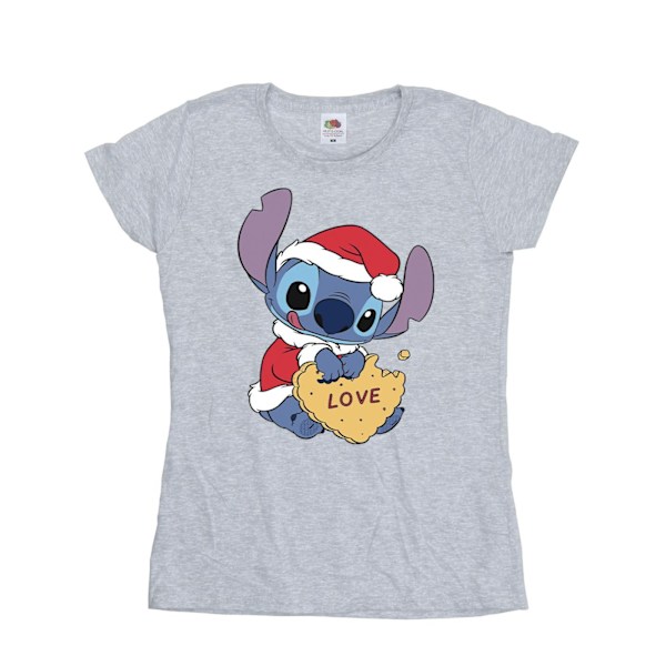 Disney Dam/Kvinnor Lilo Och Stitch Jul Kärlek Biscuit Bomull T-shirt Sports Grey XL