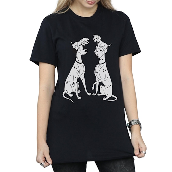 Disney Dam/Kvinnor 101 Dalmatiner Familj Bomull Boyfriend T-S Black M