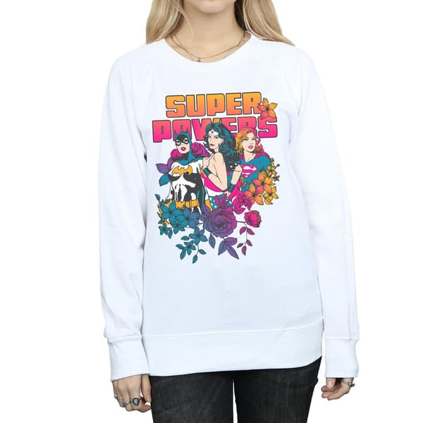 DC Comics Dam/Kvinnor Super Powers Neon Blommig Sweatshirt L W White L
