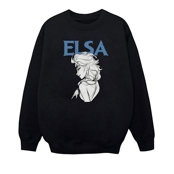 Disney Pojkar Frozen Elsa Profil Skiss Tröja 7-8 År Svart Black 7-8 Years