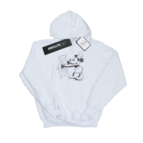 Disney Herr Mickey Mouse Steamboat Sketch Hoodie L Vit White L