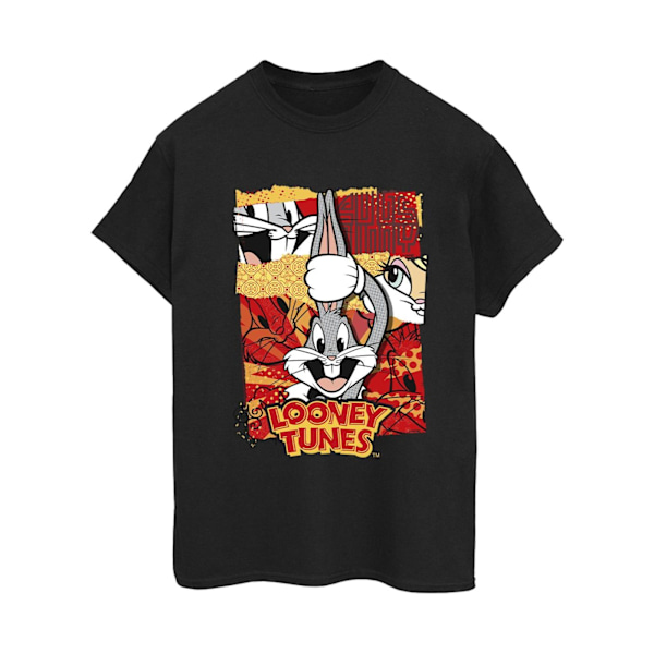 Looney Tunes Dam/Damer Bugs Kanin Comic Nyår Bomull Pojkvän T-Shirt XL Svart Black XL