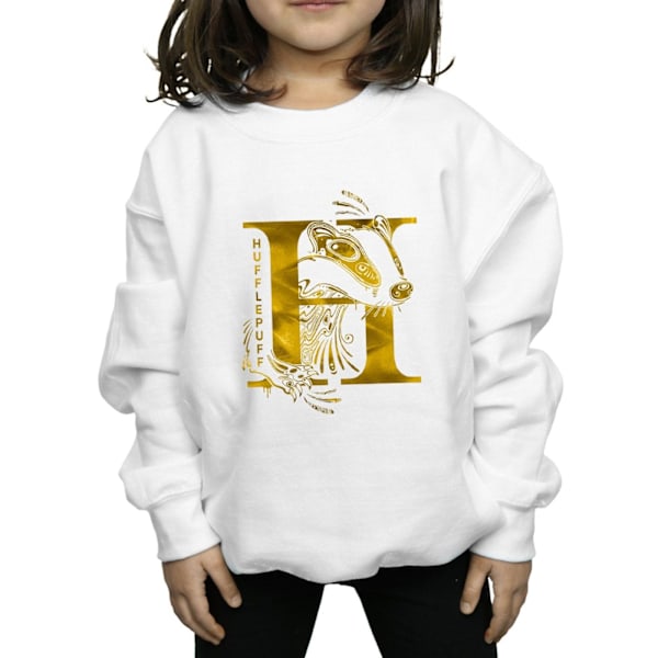 Harry Potter Flickor Hufflepuff Badger Sweatshirt 9-11 År Vit White 9-11 Years