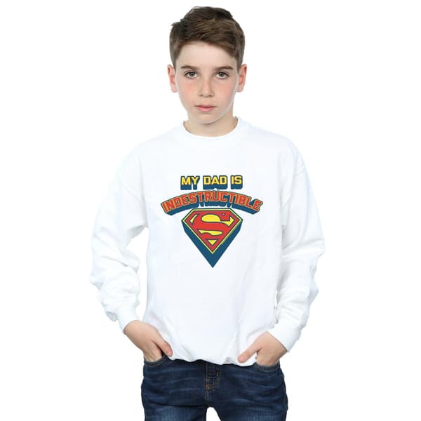 DC Comics Pojkar Stålmannen Min Pappa Är Oförstörbar Tröja 12- White 12-13 Years