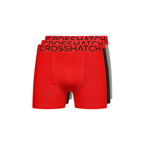 Crosshatch Mens Knightling MVE Boxer Shorts (3-pack) M Röd/Grå/Svart Red/Grey/Black M