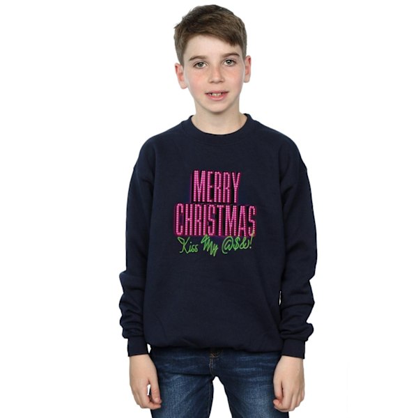 National Lampoon's Christmas Vacation Boys Kiss My Ass Sweatshirt Navy Blue 5-6 Years