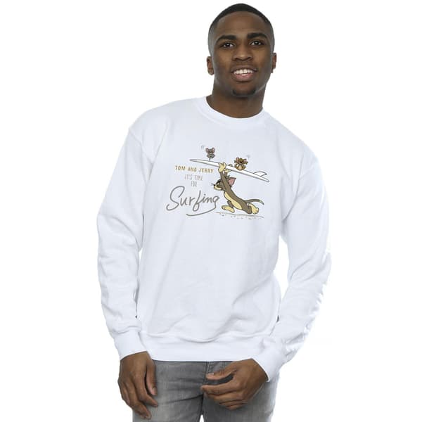 Tom And Jerry Herr It´s Time For Surfing Sweatshirt M Vit White M