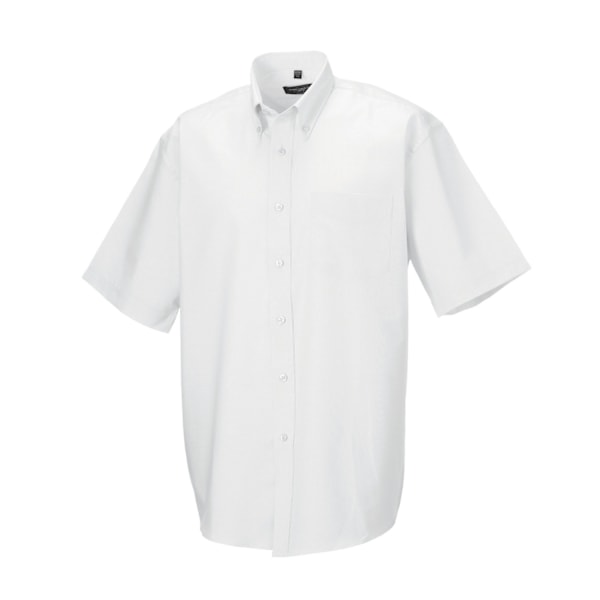 Russell Collection Herr Oxford Easy-Care Kortärmad Skjorta 18 White 18in