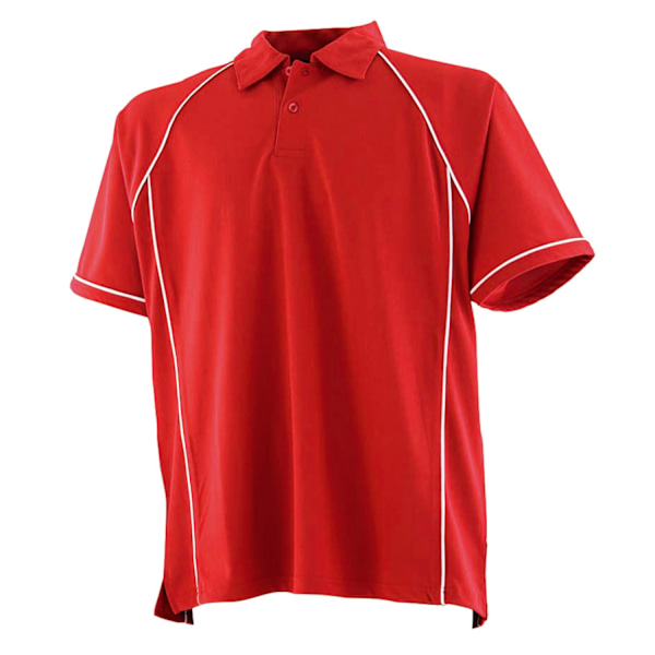 Finden & Hales Herr Piped Performance Poloshirt XS Röd/Vit Red/White XS