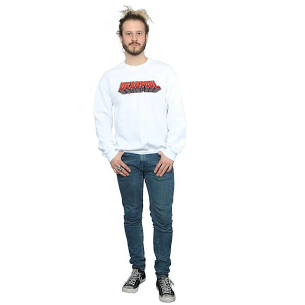 Marvel Deadpool Text Logo Sweatshirt S Vit White S