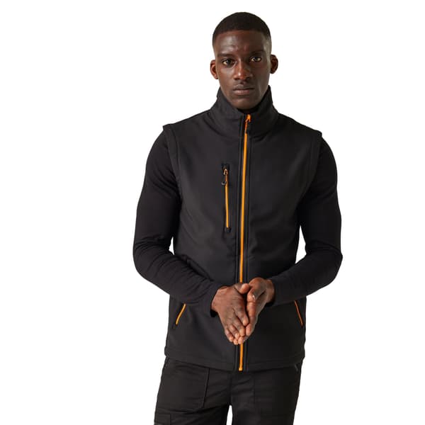 Regatta Professional Herr Softshell 2-lagers Body Warmer S Svart Black/Orange Pop S