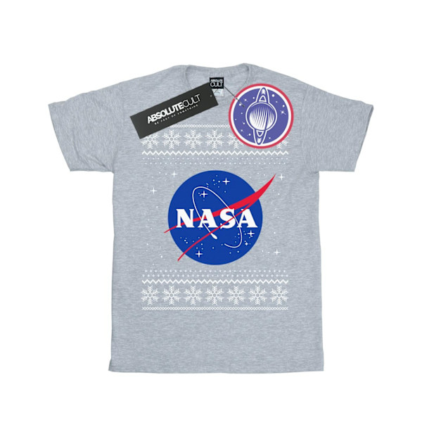 NASA Dam/Damer Classic Fair Isle Bomull Boyfriend T-Shirt X Sports Grey XXL