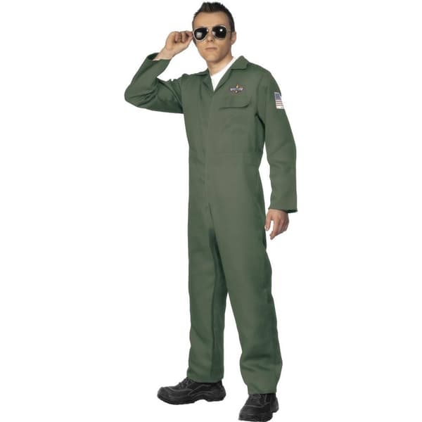 Smiffys Herr Pilot Kostym Jumpsuit M Grön Green M