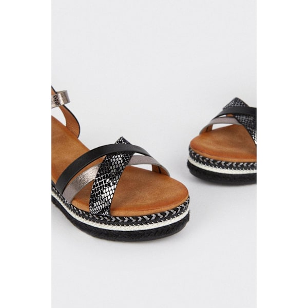 Good For The Sole Dam/Dam Amber Wide Wedge Sandaler 5 UK B Black 5 UK