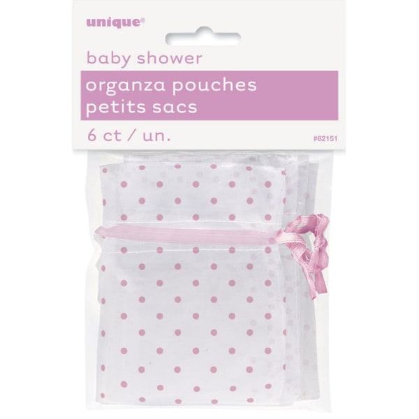 Unik Party Polka Dot Baby Shower Presentpåse (pack med 6) One Siz Pink/White One Size