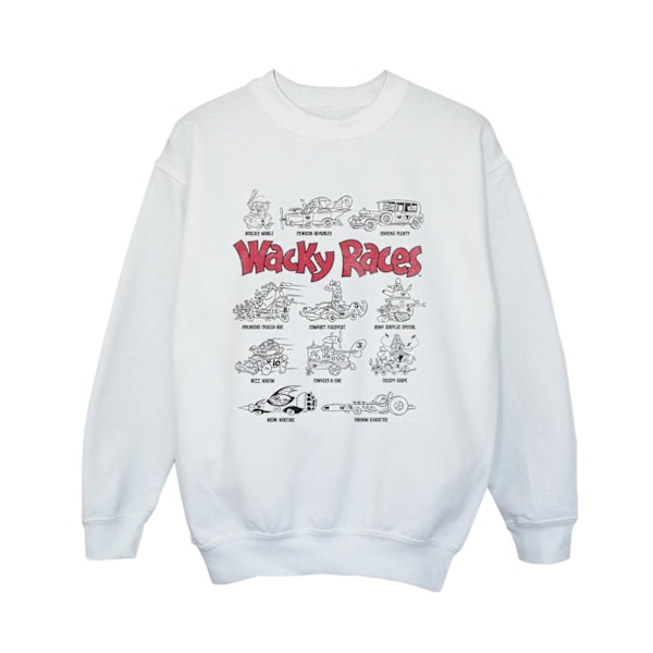 Wacky Races Pojkar Biluppställning Sweatshirt 7-8 År Vit White 7-8 Years