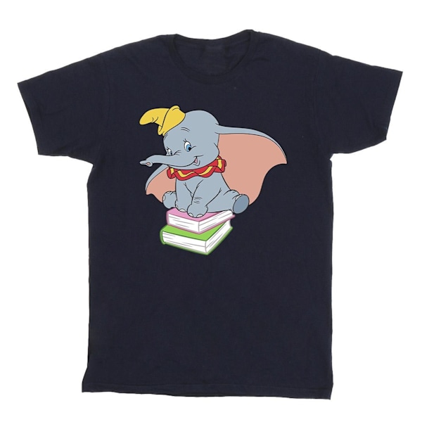 Disney Girls Dumbo Sitting On Books Bomull T-Shirt 3-4 År Marinblå Navy Blue 3-4 Years