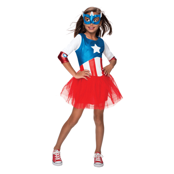 Captain America Girls Dream Metallic kostym 3-4 år Röd/Blå Red/Blue/White 3-4 Years