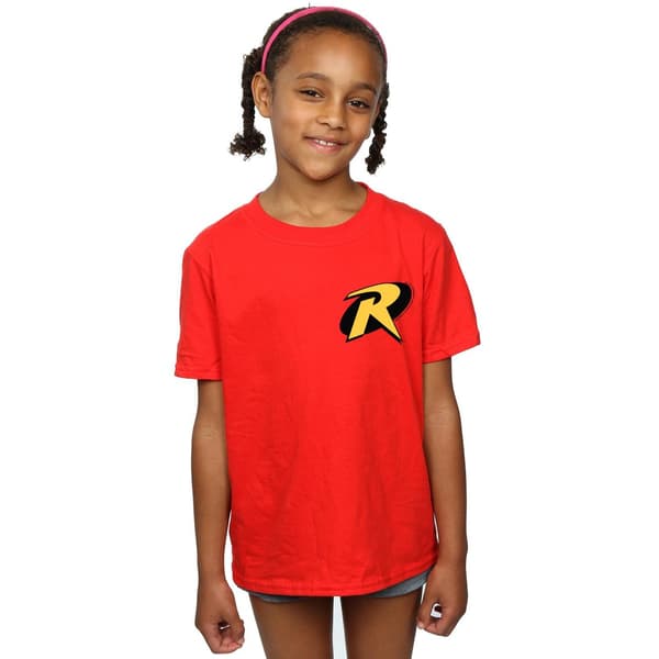 DC Comics Flickor Batman Robin Logotyp Bomulls T-shirt 5-6 År Röd Red 5-6 Years