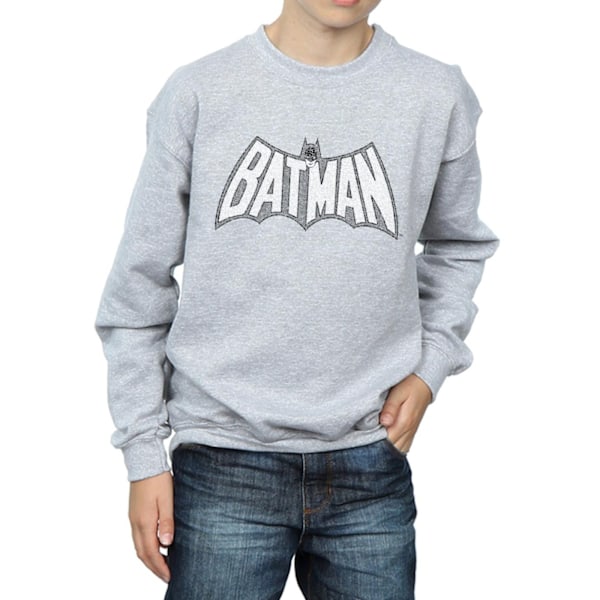 DC Comics Boys Batman Retro Crackle Logo Sweatshirt 9-11 år Sports Grey 9-11 Years