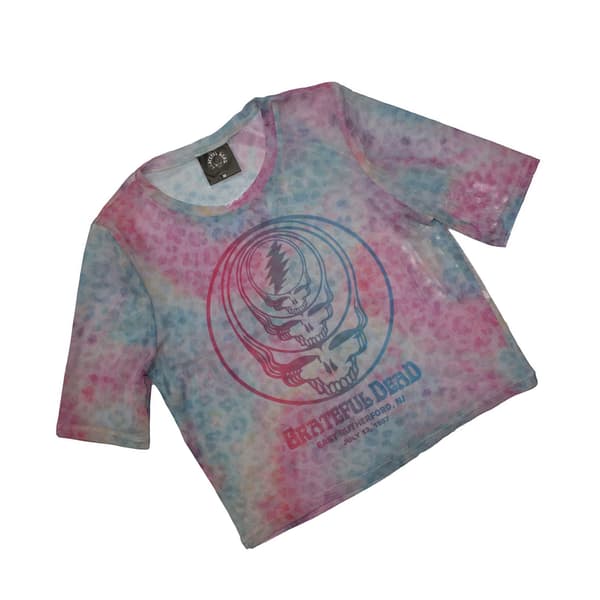 Grateful Dead Dam/Kvinnor Koncentriska Döskallar Crop Top S Ljus Light Blue S