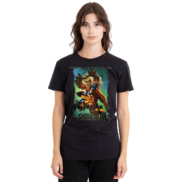 Marvel Comics Unisex Vuxen Wolverine Versus Sabretooth T-Shirt Black S