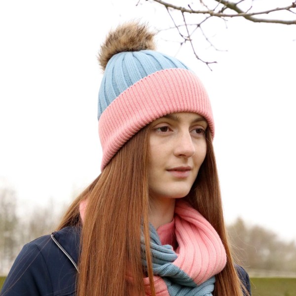 Hy Unisex Adult Synergy Luxury Beanie One Size Aqua Blue/Rose Aqua Blue/Rose One Size