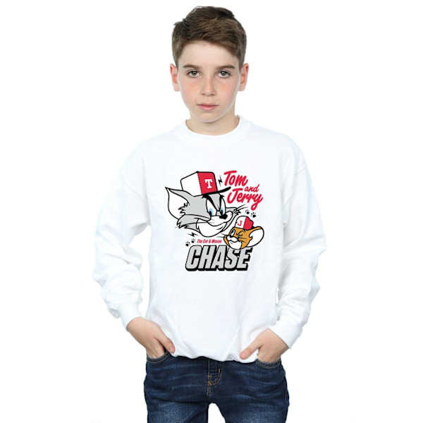 Tom And Jerry Boys Katt & Musjakt Sweatshirt 7-8 År Vit White 7-8 Years