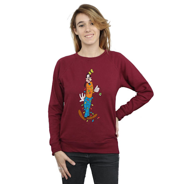 Disney Dam/Kvinnor Goofy Julbelysning Sweatshirt XL Bourgogne Burgundy XL