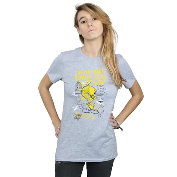 Looney Tunes Dam/Damer Tweety Pie More Puddy Tats Bomull Boyfriend T-Shirt XL Sports Grey Sports Grey XL