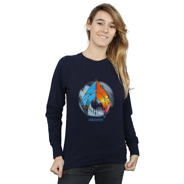 DC Comics Dam/Kvinnor Aquaman Tropisk Logotyp Sweatshirt S Marinblå Navy Blue S