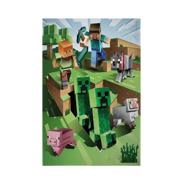 Minecraft Battle Fleece Creeper filt i storlek Grön/Brun Green/Brown One Size