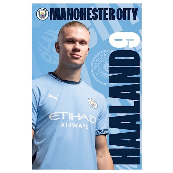 Manchester United FC Haaland Maxi Poster 91,5cm x 61cm Blå/Vit Blue/White 91.5cm x 61cm