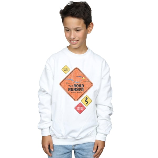 Looney Tunes Boys Road Runner Road Sign Sweatshirt 5-6 år Vit White 5-6 Years
