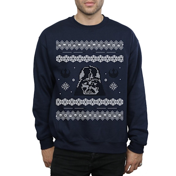 Star Wars Herr Jul Darth Vader Fair Isle Sweatshirt XL Na Navy Blue XL