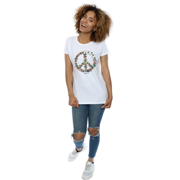 Woodstock Womens/Ladies Floral Peace Bomull T-shirt L Vit White L