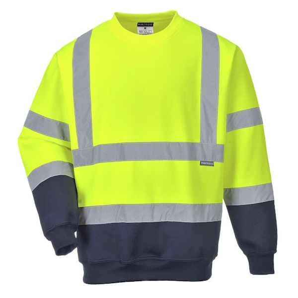 Portwest Herr Kontrast Hi-Vis Sweatshirt L Gul/Marinblå Yellow/Navy L