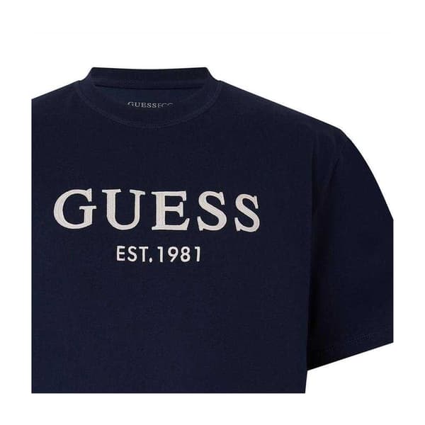Guess Herr Broderad Regular T-Shirt L Blå Blue L