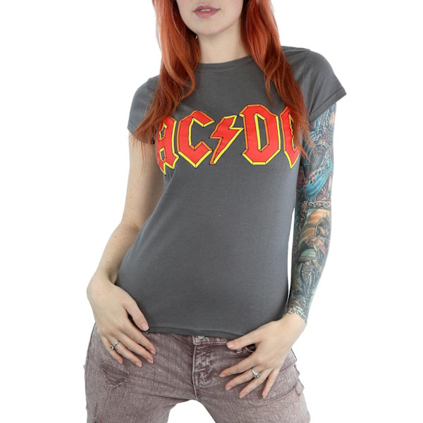 AC/DC Dam/Kvinnor Röd Logo Bomull T-shirt S Charcoal Charcoal S