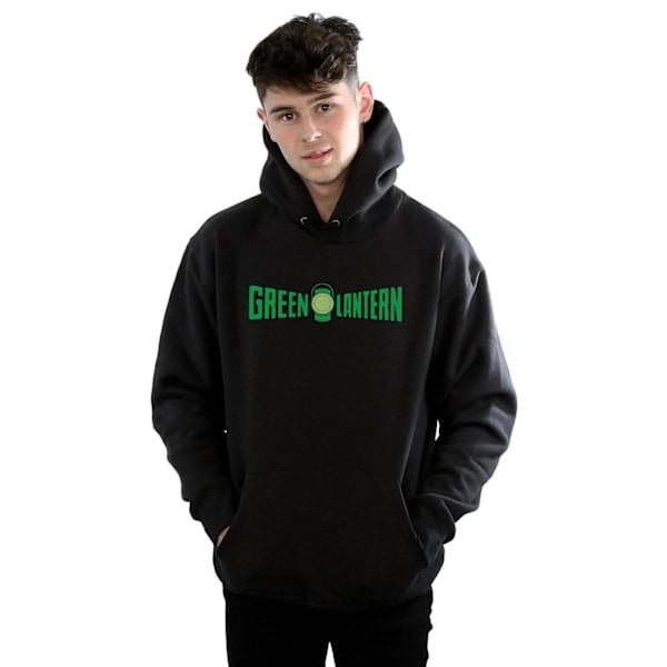 DC Comics Herr Grön Lykta Text Logo Hoodie XXL Svart Black XXL