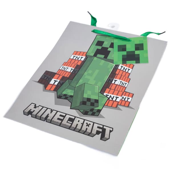 Minecraft Creeper Presentpåse M Grå/Grön Grey/Green M