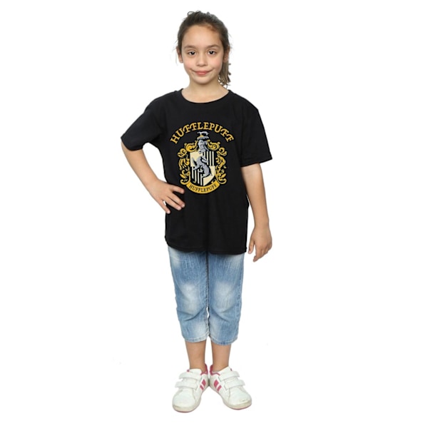 Harry Potter T-shirt i bomull för flickor, Hufflepuff, 7-8 år, svart Black 7-8 Years