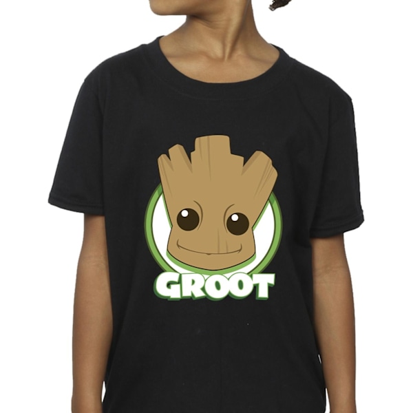 Guardians Of The Galaxy Girls Groot Badge Bomull T-shirt 7-8 år Black 7-8 Years