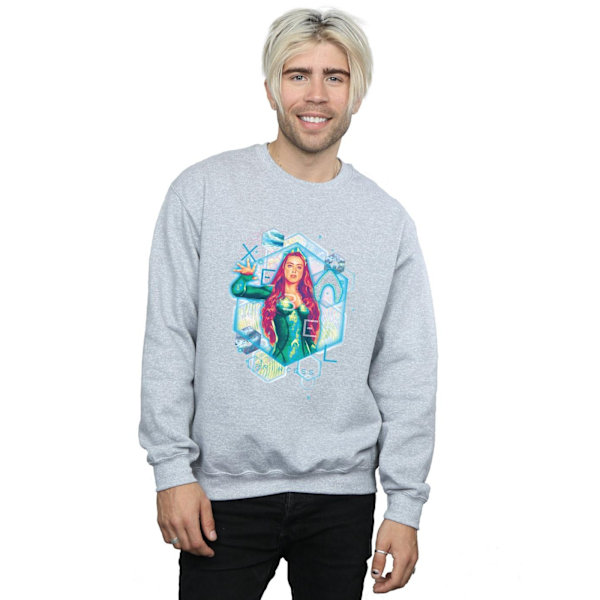 DC Comics Herr Aquaman Mera Geometrisk Sweatshirt L Sports Grey Sports Grey L