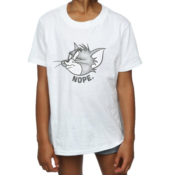 Tom And Jerry Girls Nope Face Bomull T-shirt 9-11 År Vit White 9-11 Years